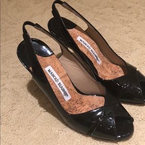 Manolo patent heel